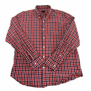 J. Crew Plaid Red and Navy Buttondown